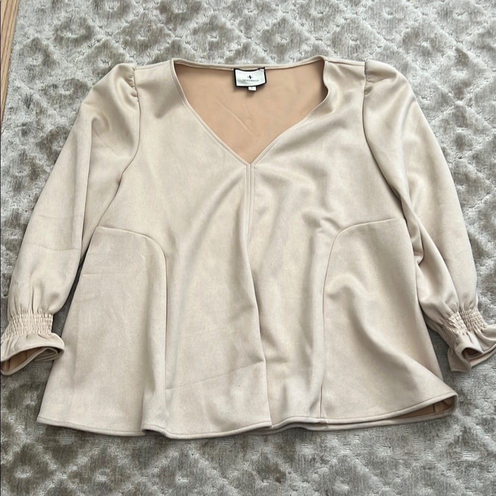 Tuckernuck Cream V-Neck Blouse
